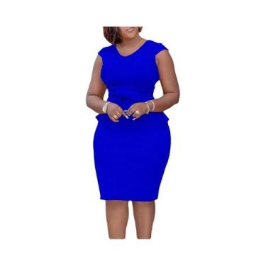 Imagem de Vestido Lápis Feminino Africano Na Altura Do Joelho Com Gola Redonda, 