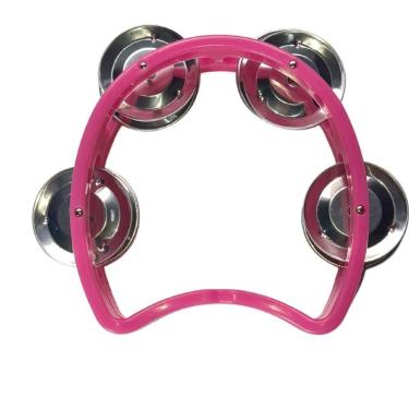 Imagem de Pandeiro Meia Lua Infantil Spanking Pandeirola Colorido Cor Rosa