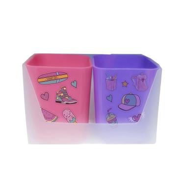 Imagem de Kit Porta-Objetos Duo Dello Full Color Rosa e Roxo