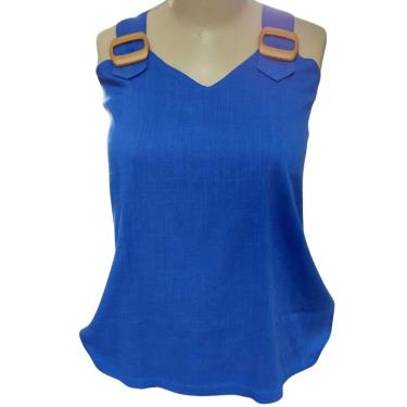 Imagem de Blusa Regata Feminina Raio de Luz Com Detalhe na Alça Azul Plus Size