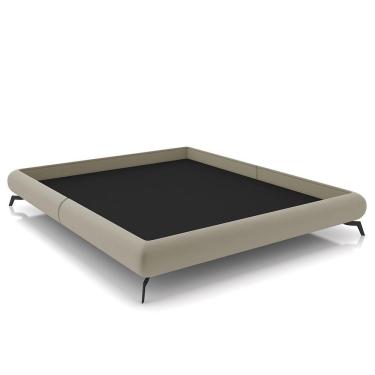 Imagem de Cama Casal Base Box 138x188cm Pés De Ferro Cold P02 Veludo Bege - Mpozenato