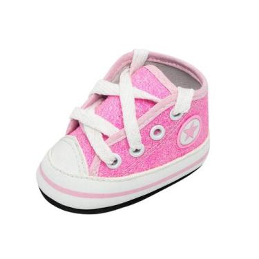 Imagem de Tênis Sapatinho Star Bebê Recém Nascido Cano Alto Com Glitter - Xukinh