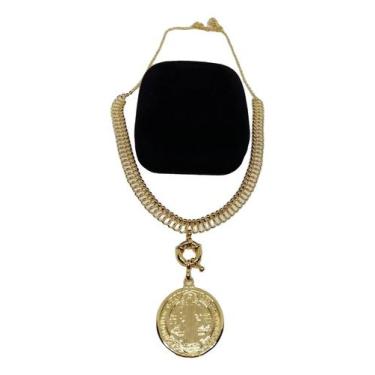 Imagem de Gargantilha Trançada 5mm Feminina Pingente Banhada a Ouro - Joias Nobr