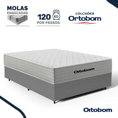 Imagem de Cama Box com Colchão de Molas Ensacadas Ortobom One Face Plenno Casal 138cm