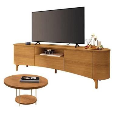 Imagem de Rack Bancada Elara Cinamomo Com Mesa De Centro Sky Cinamomo - Hb Móvei