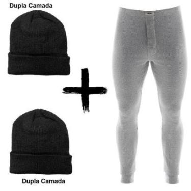 Imagem de Kit Combo Inverno Ceroula Mash Minhocão Algodão + 2 Toucas-Unissex