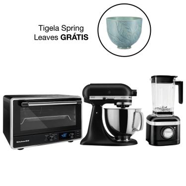 Imagem de Forno Multifunções + Batedeira Artisan + Liquidificador K400 Black Matte Kitchenaid - Kog21_Kea33_Kua35_Cj 110V