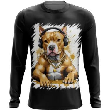 Imagem de Camiseta Manga Longa Pitbull com Headphones 4 - Kasubeck Store®, P