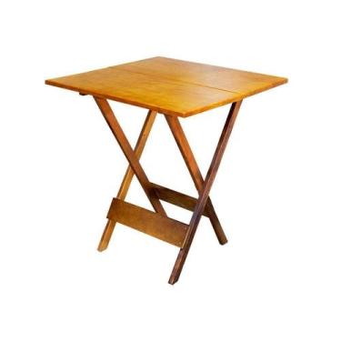 Imagem de Mesa Para Bar E Café Dobrável De Madeira 90x90 - Natural - MEGA MADEIR