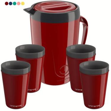 Imagem de Kit Jarra Térmica 2L Caribe 4 Copos Térmicos 350ML Munique Unitermi Be