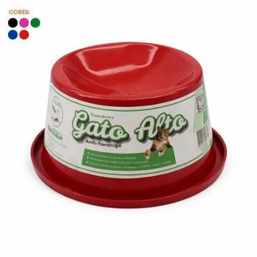 Imagem de Comedouro Bebedouro Gato Alto 140ml Anti-Formiga Plástico PP Bigodes P