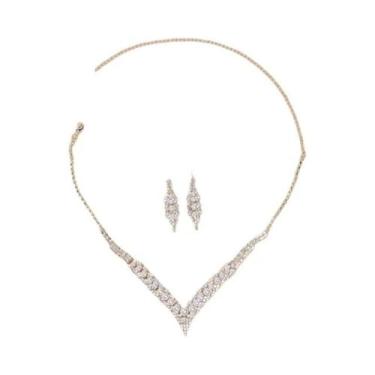 Imagem de Conjunto De Joias De Noiva Com Strass Para Mulheres, Colar, Brincos, C