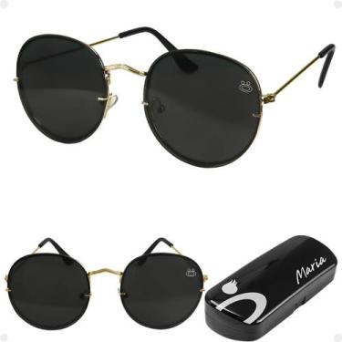 Imagem de oculos sol feminino aço inoxidavel preto praia casual + case moda qual