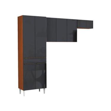 Imagem de Armário de Cozinha Compacta Aramóveis Prime 8 Portas 1 Gaveta, Cinamom