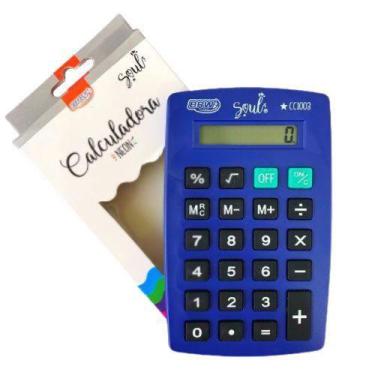 Imagem de Calculadora Pequena 8 Dígitos Cor Azul Marca BRW