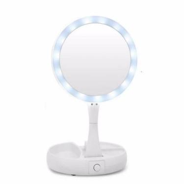 Imagem de Espelho De Luz Led Dobravel Aumenta 10x Maquiagem Dupla Face - BMF