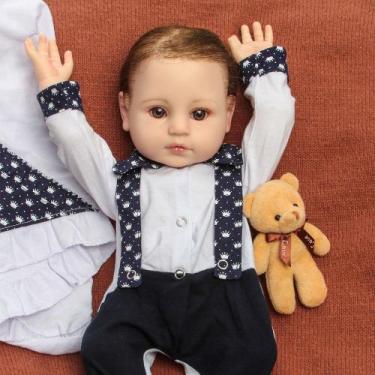 Imagem de Bebê Reborn Boneco Menino Arthur Cabelo Implantado Fio a Fio - Cegonha