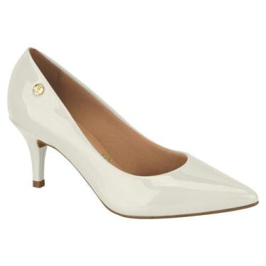 Imagem de Sapato Feminino Scarpin Salto Baixo Vizzano Glitter 1185.702, Branco o