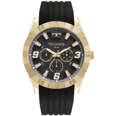 Imagem de Relógio Masculino Racer Premium 6P29ALU-2P Multifunção Pulseira Silicone Mostrador Preto Dourado Technos