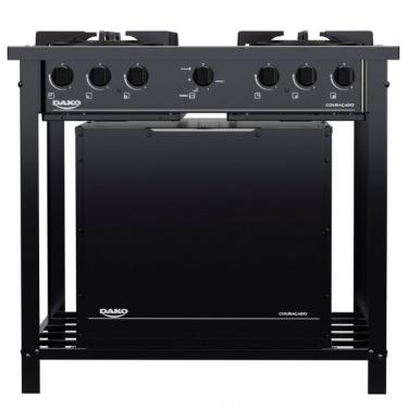 Imagem de Fogão Industrial 4 Bocas com Forno Tripla Chama Couraçado Preto Dako 107L