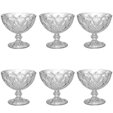 Imagem de Taças de Vidro para Sobremesa Diamonds 6 Peças 250ML Elegantes para Mesa Transparente Lyor