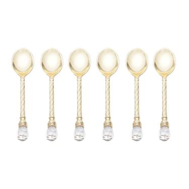 Imagem de Conjunto de Colheres de Café Crystal 6 Peças Zamac Acabamento Dourado para Mesa Wolff