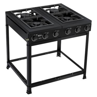 Imagem de Fogão 4 Bocas Semi Industrial Imperador sem Forno Preto Fosco com 4 Queimadores de Alta Potência Clarice