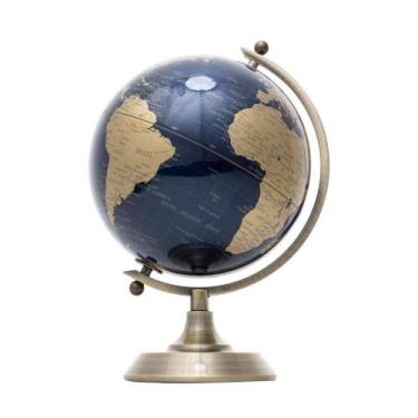 Imagem de Globo Decorativo 15x21cm para Decoração Dourado e Azul Marinho Wolff