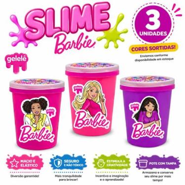 Imagem de Kit Com 3 Slime Barbie Com Charms Colorido Cores Vibrantes Massinha Am