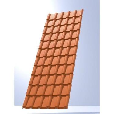 Imagem de Kit 20 Telhas PVC Plan 2,42x0,88cm 6 Ondas Permatti Marrom/Cerâmica