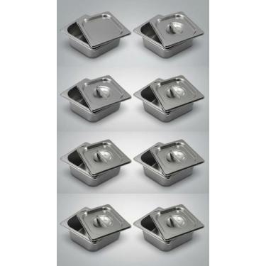 Imagem de 6 Cubas Inox Gastronômicas 1/6 10cm com Tampa - Congratulations Store