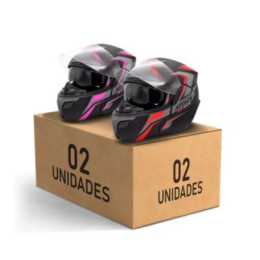 Imagem de Kit 2 Capacete Attack Escamoteável HSA Pro Tork, ROSA - VERMELHO, 56 -