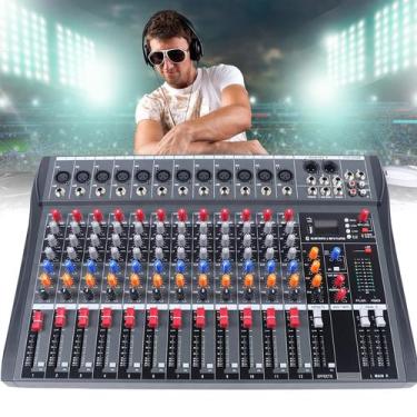 Imagem de Mesa de Som Profissional Weglae 12 Canais Bluetooth USB 51,6x34x3,7 cm