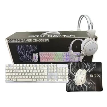 Imagem de Kit Gamer Branco Brx Cb-g593w Teclado + Mouse + Headset + Mousepad