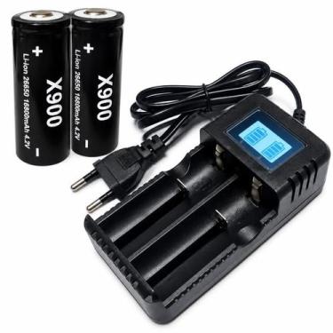 Imagem de Carregador de Bateria + 2 Bateria Recarregável 26650 4.2v 16800mah - X