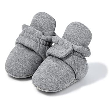 Imagem de Babelvit Botas de lã macia para bebês recém-nascidos, meninos, meninas, meias antiderrapantes para bebês primeiros andadores de inverno, Cinza escuro 01b, 6-12 meses