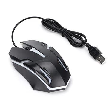 Imagem de YYOYY Mouse para computador com fio, mouse para gamer com fio porta USB, mouse óptico luminoso, mouse plug and play, mouse com fio operacional simples para grandes empresas de escritório de jogos (preto)