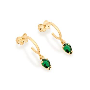 Imagem de Brinco meia argola com zircônias Verde-526515-Rommanel Cor: Verde