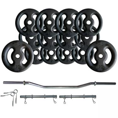Imagem de Kit Anilhas Ferro 60kg + 2 Barras 40cm + Barra W