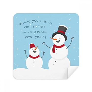 Imagem de Feliz Natal boneco de neve azul céu pano limpador de tela tecido camurça pacote com 2