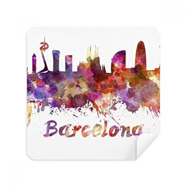 Imagem de Barcelona Espanha Cidade Aquarela Óculos Pano Limpador de Tela Tecido Camurça Pacote com 2