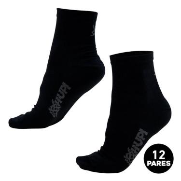 Imagem de Meia HUPI Casual Cano Médio Algodão Preto M - Kit 12 Pares