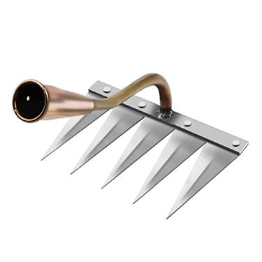 Imagem de FAKEME Ferramenta Extrator de daninhas Canteiros de Flores Durável Legumes Plantar Agrícola Enxada para, 5 dente de cobre