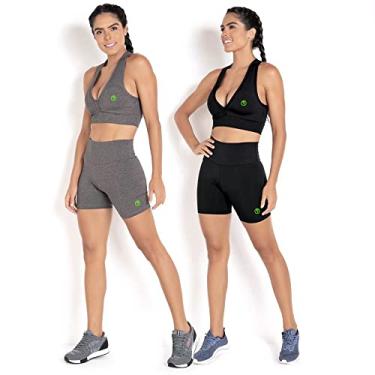 Imagem de Kit 2 Conjuntos Fitness Top e Bermuda para Academia e Caminhada - Preto e Cinza - Novidade Tamanho:GG