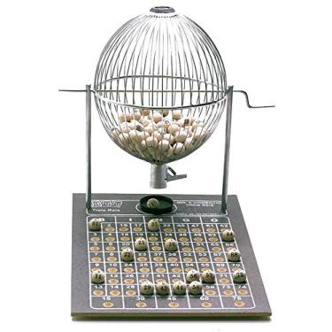 Imagem de Jogo de Bingo Grande Cromado Completo C/ 75 Bolas + 200 Cartelas