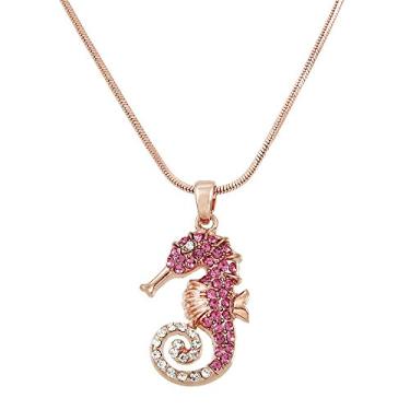 Imagem de Falari Colar com pingente de vida marinha strass cristal r dio altamente polido corrente de cobra de 43 cm, Cristal, Cristal