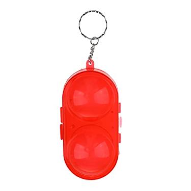 Imagem de menolana mini caixa portátil de bola de tênis de mesa com 2 bolas com chaveiro – vermelho, 9 x 4,5 cm