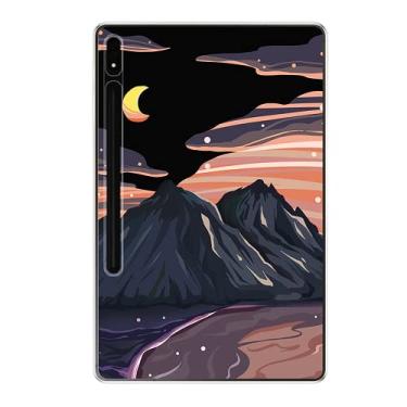 Imagem de ZiEuooo Capa protetora de silicone macio para tablet Samsung Galaxy S8 Plus ultra fina leve e fofa moda paisagem paisagem (pico da montanha, S8 X700 X706)