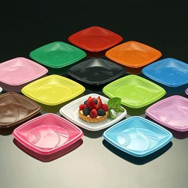 Imagem de Pratos Descartáveis para bolo Quadrados P15-50 unidades