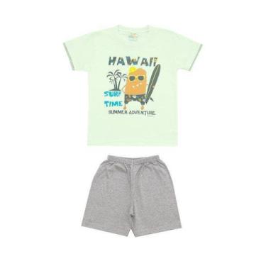 Imagem de Pijama Curto Masculino Infantil - Hawai Verde - Dadomile